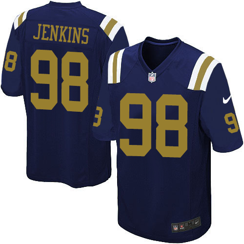 Men's Game Jarvis Jenkins Nike Jersey Navy Blue Alternate - #98 NFL New York Jets